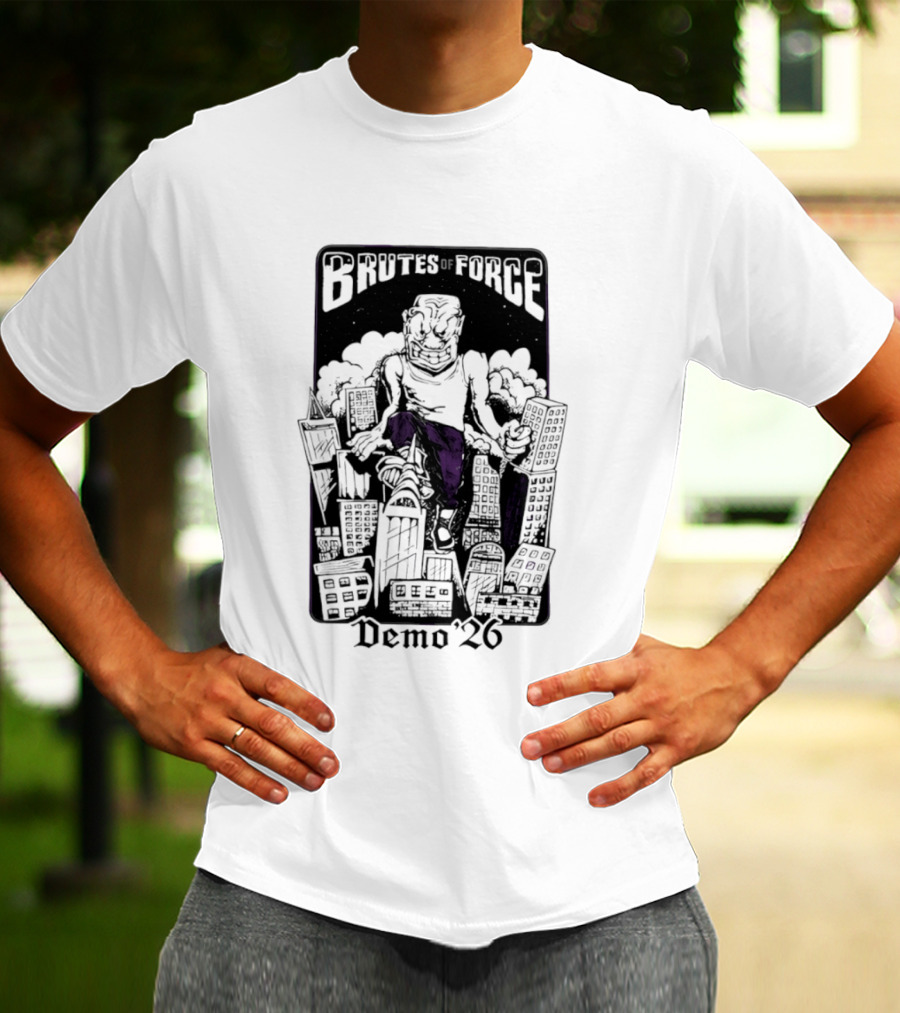 Brutes Of Force Demo '26 Hardcore Punk Band Monster Destroying City T-Shirt