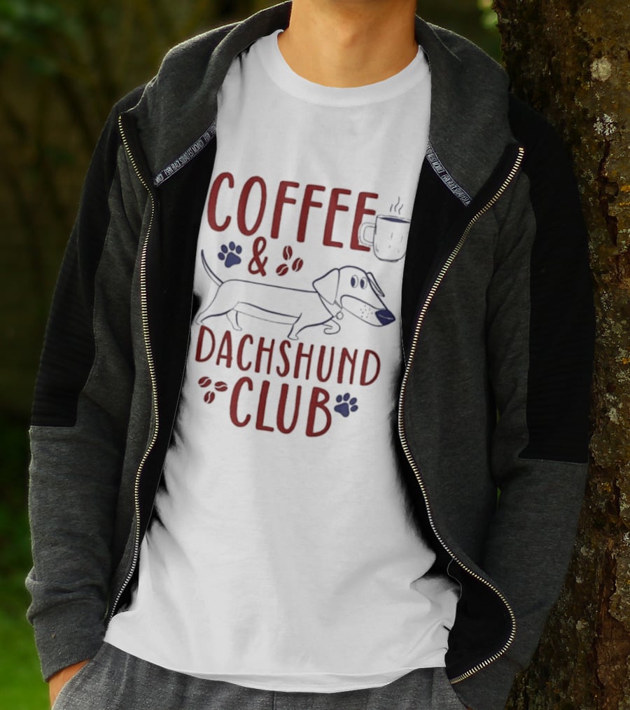 Coffee And Dachshund Club Paw Print Caffeine Espresso T-Shirt