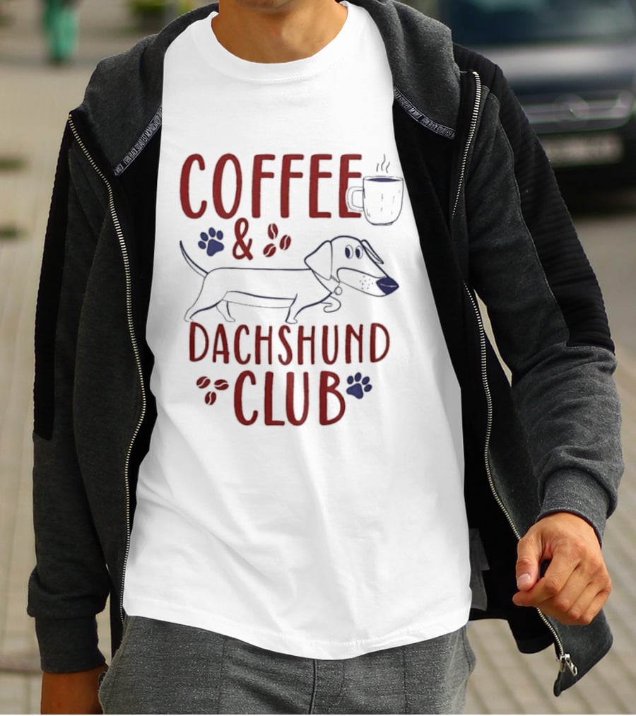 Coffee And Dachshund Club Paw Print Caffeine Espresso T-Shirt