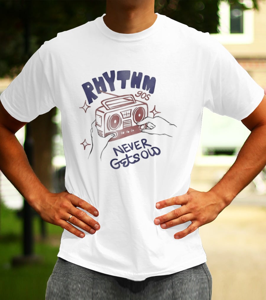 Rhythm 90s Boombox Never Gets Old Retro Music Vibes T-Shirt