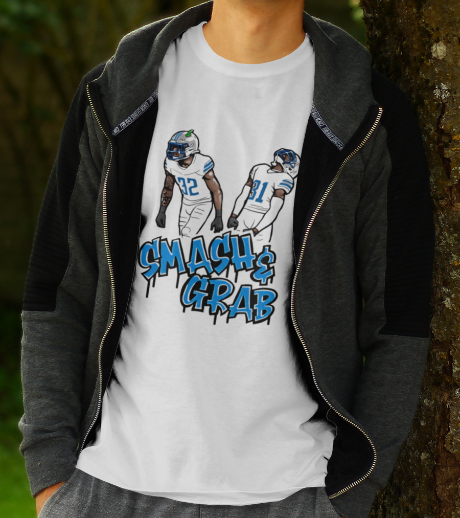 Detroit Lions Smash And Grab Football Players 32 And 31 Sports Fan Gear T-Shirt