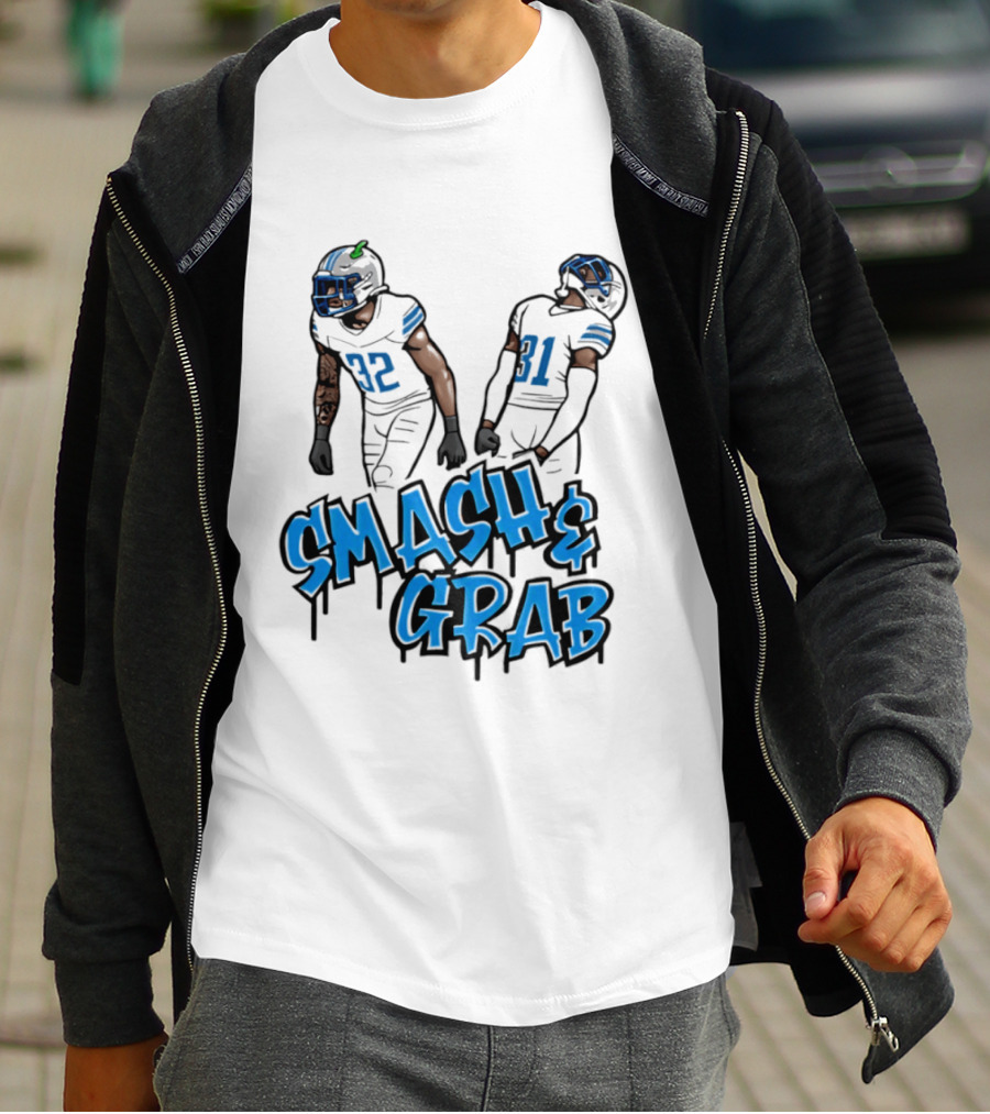 Detroit Lions Smash And Grab Football Players 32 And 31 Sports Fan Gear T-Shirt