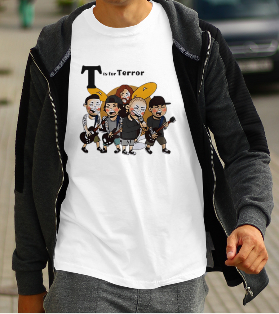 T Is For Terror Cartoon Punk Rock Band Music T-Shirt