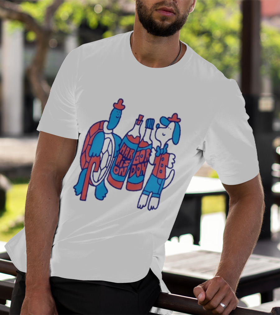 Harrison Gordon Honey TV Turtle Dog Duo With Bottles T-Shirt