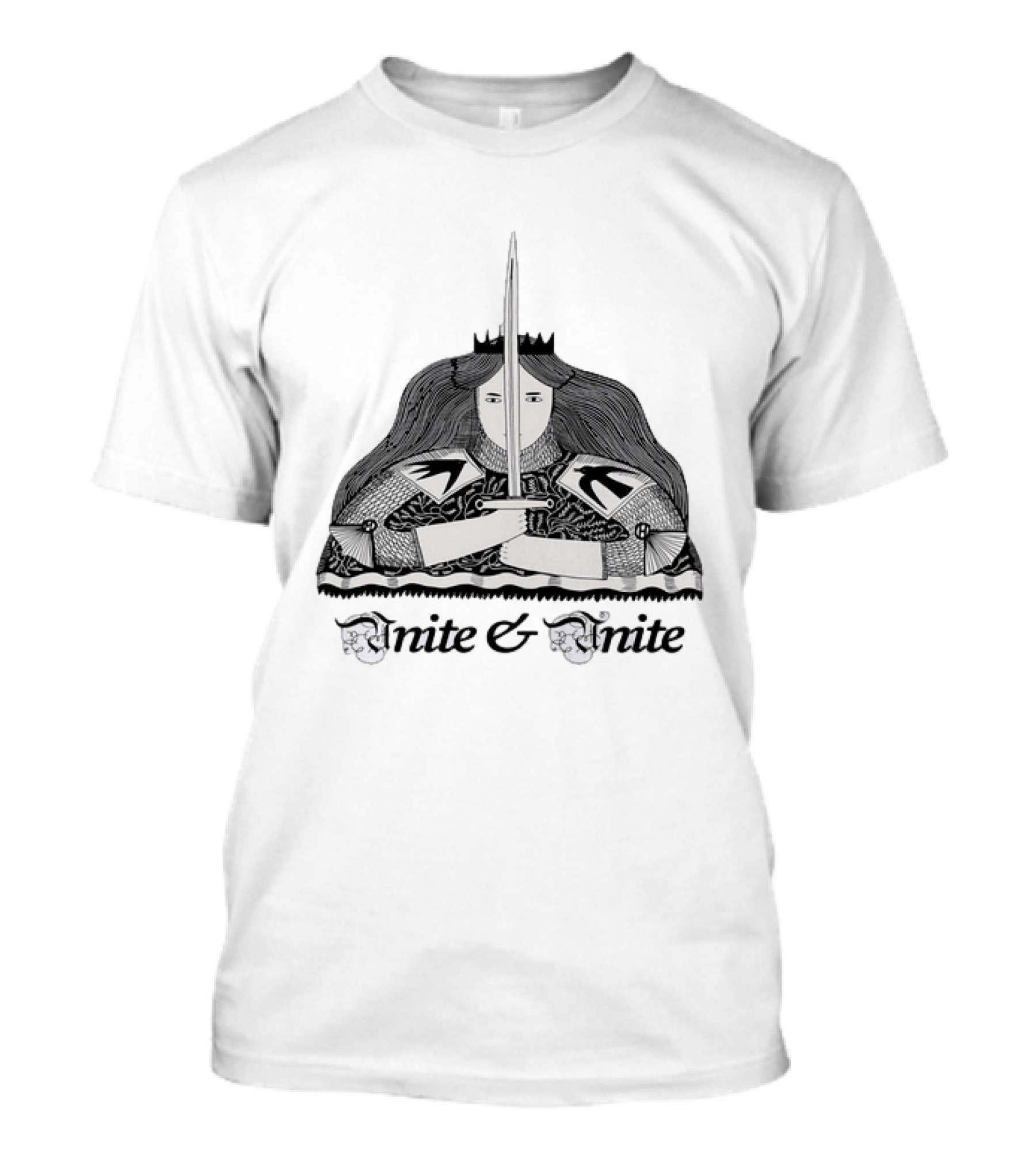 Unite And Unite Queen With Sword Medieval Armor Holding Blade T-Shirt