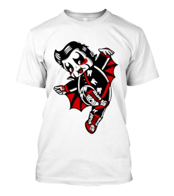 Little Vampire Kewpie Doll With Wings Teeth And Red Details T-Shirt