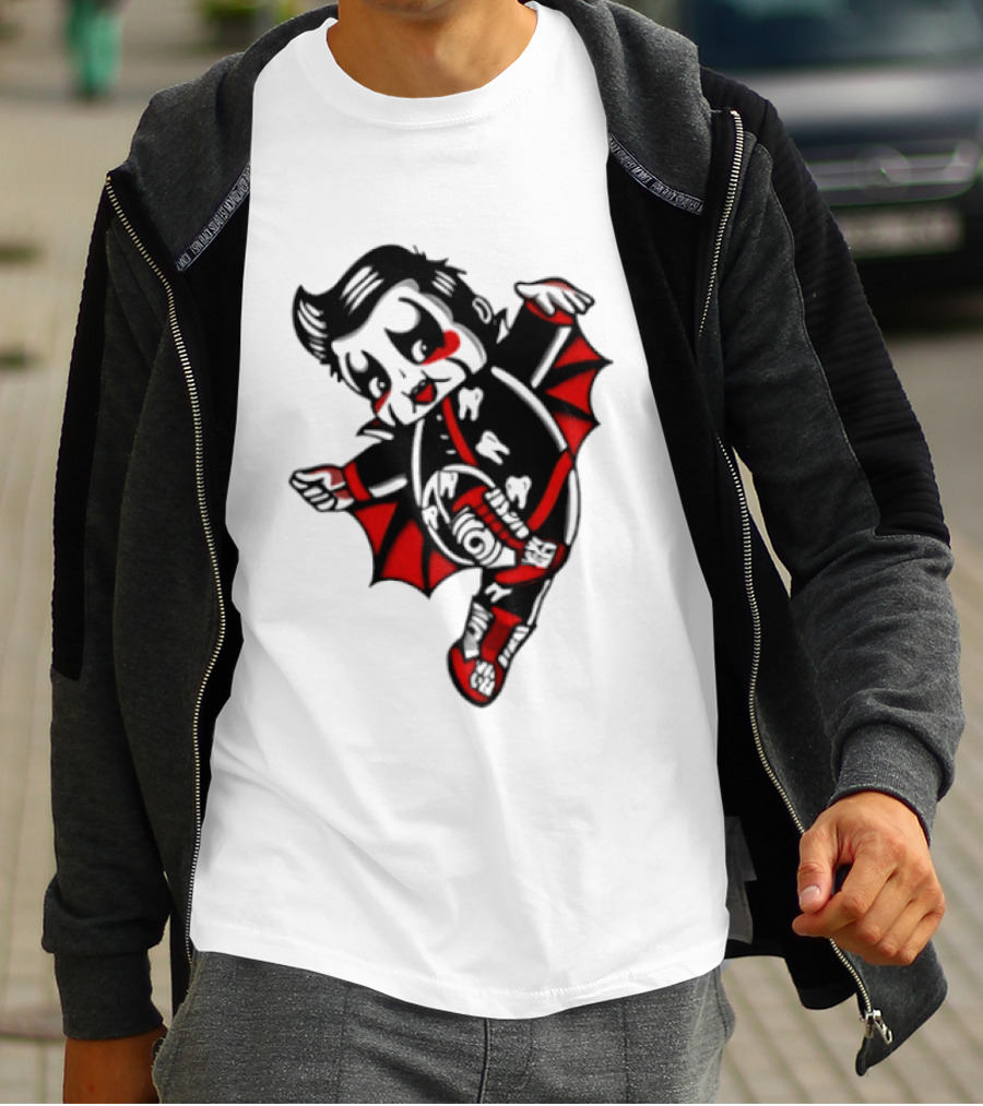Little Vampire Kewpie Doll With Wings Teeth And Red Details T-Shirt
