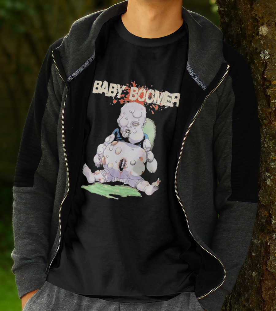 Baby Boomer Zombie Mutant Infant Horror Creepy Cartoon Character Rugged T-Shirt