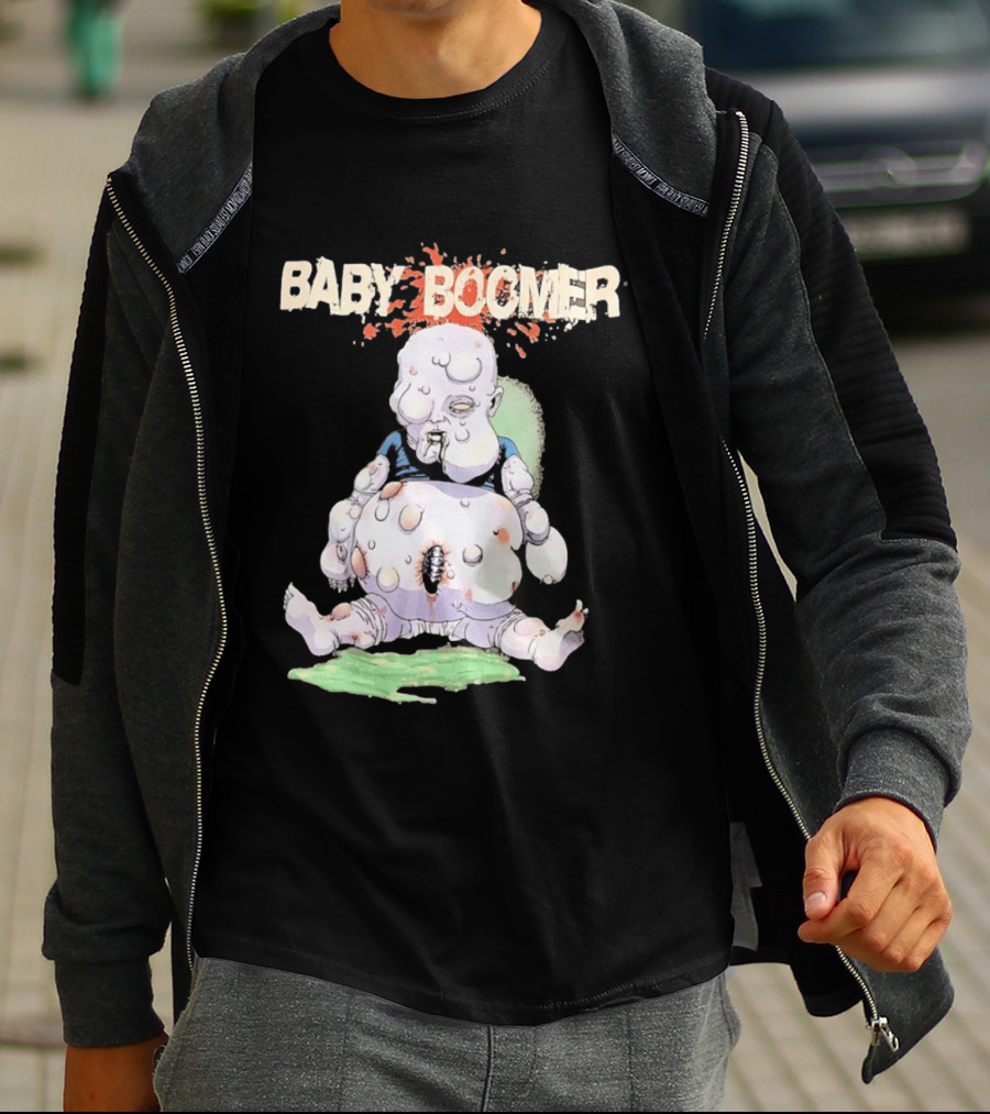 Baby Boomer Zombie Mutant Infant Horror Creepy Cartoon Character Rugged T-Shirt
