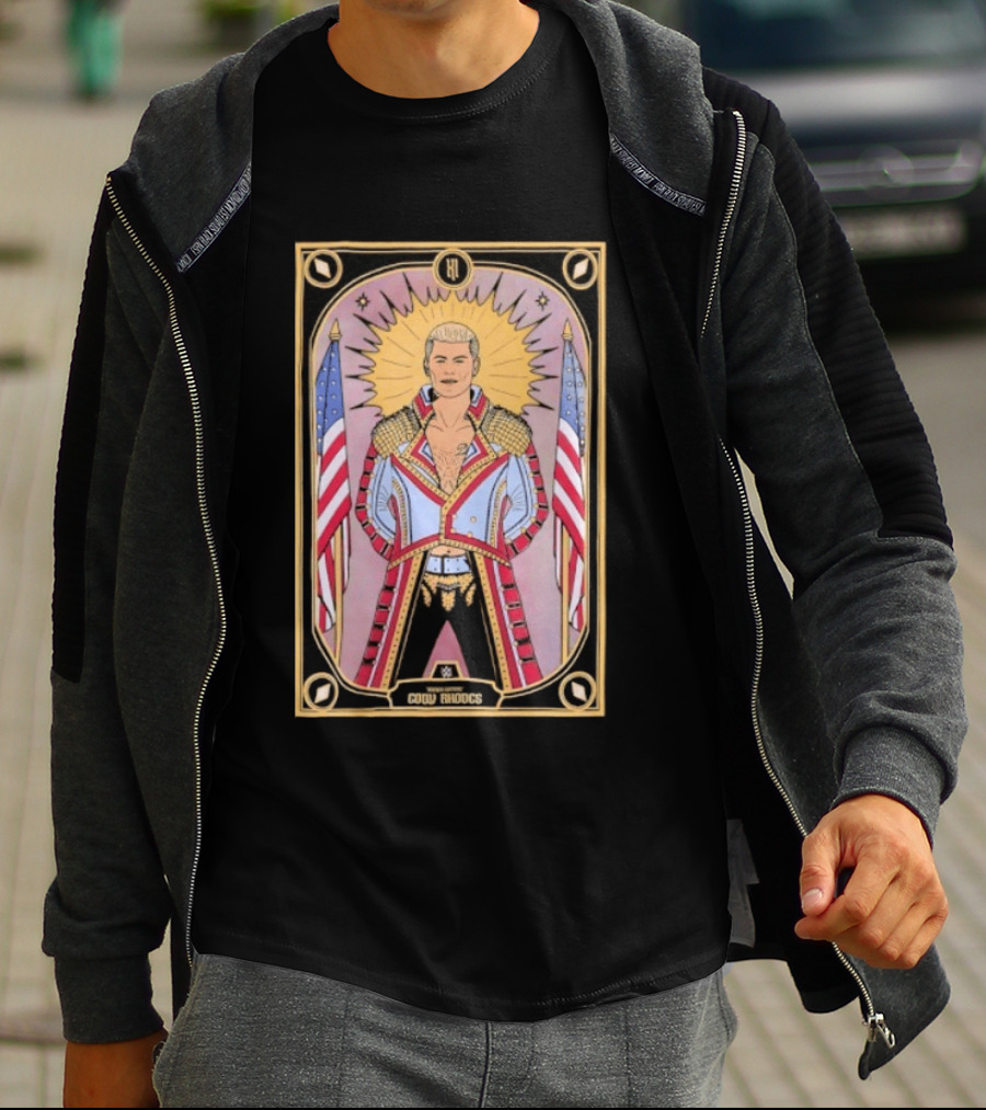 Cody Rhodes WWE Tarot Card With American Flags And Sunburst T-Shirt