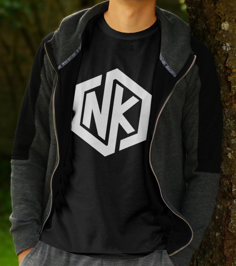 NK Minimalist Hexagon Symbol White Marble Effect T-Shirt
