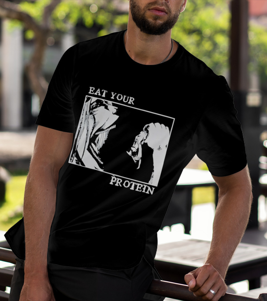 Eat Your Protein Beast Devouring Prey Fierce Motivation T-Shirt