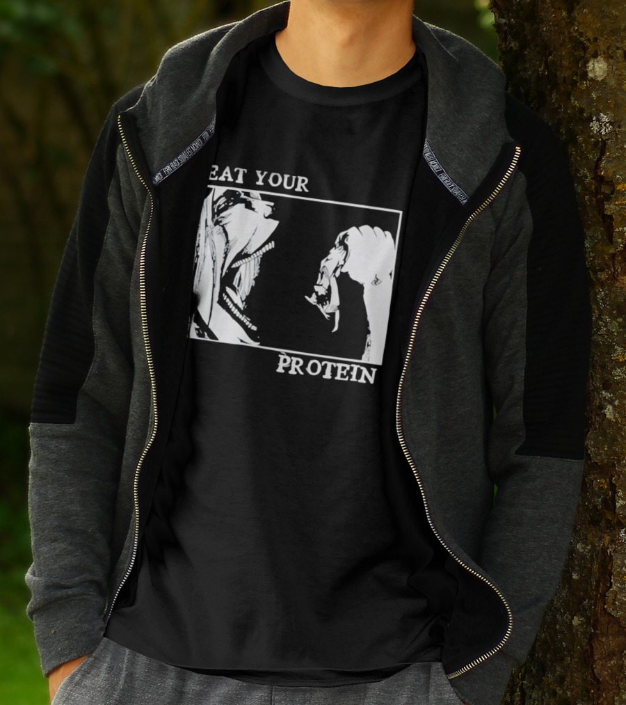 Eat Your Protein Beast Devouring Prey Fierce Motivation T-Shirt
