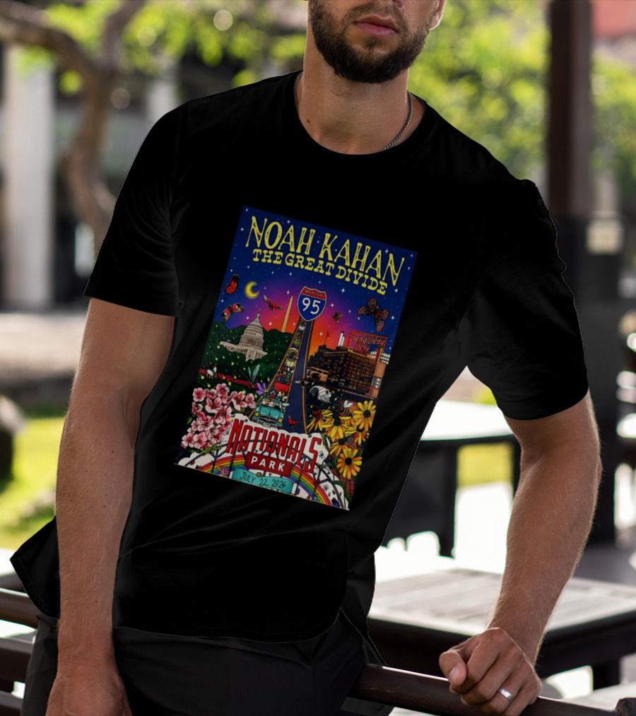 Noah Kahan The Great Divide Nationals Park July 22 2026 Washington D C Interstate 95 Capitol Flowers Butterflies T-Shirt