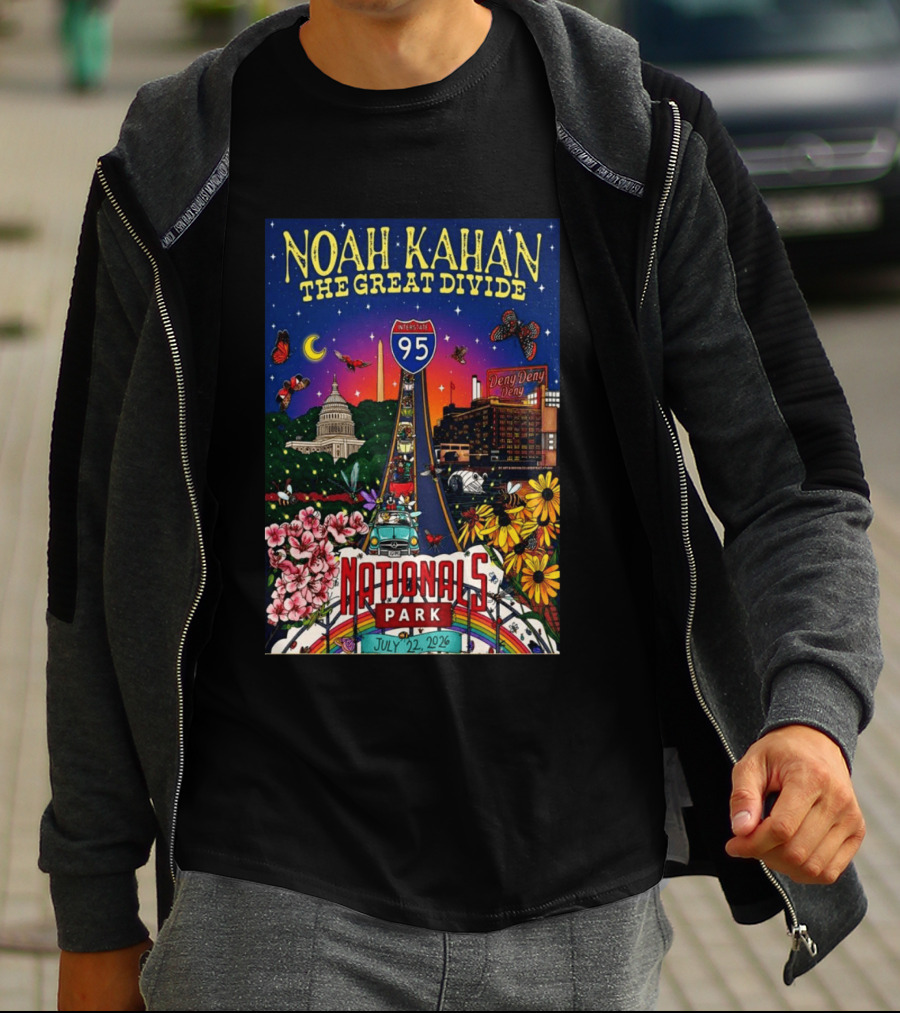 Noah Kahan The Great Divide Nationals Park July 22 2026 Washington D C Interstate 95 Capitol Flowers Butterflies T-Shirt