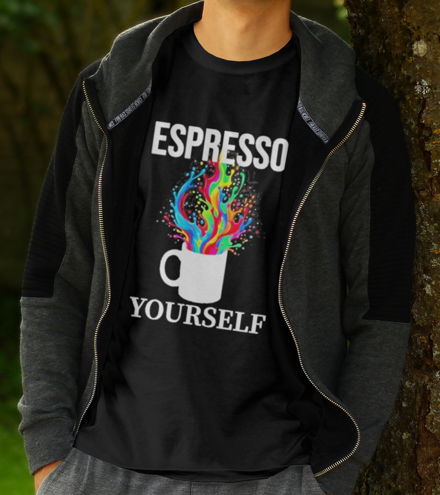 Espresso Yourself Vibrant Coffee Cup Caffeine Splash T-Shirt