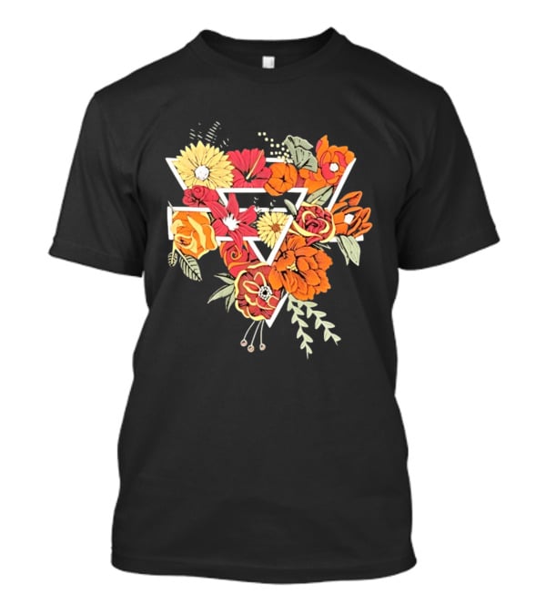 Floral Geometric Triangle Botanical Flowers Garden Blossom T-Shirt