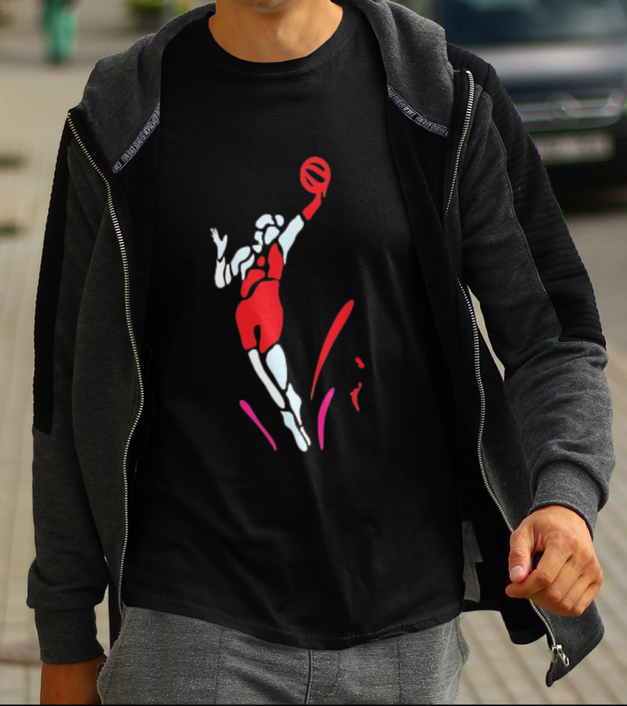 Portland Fire Basketball Player Athlete Jumping Action Pose T-Shirt