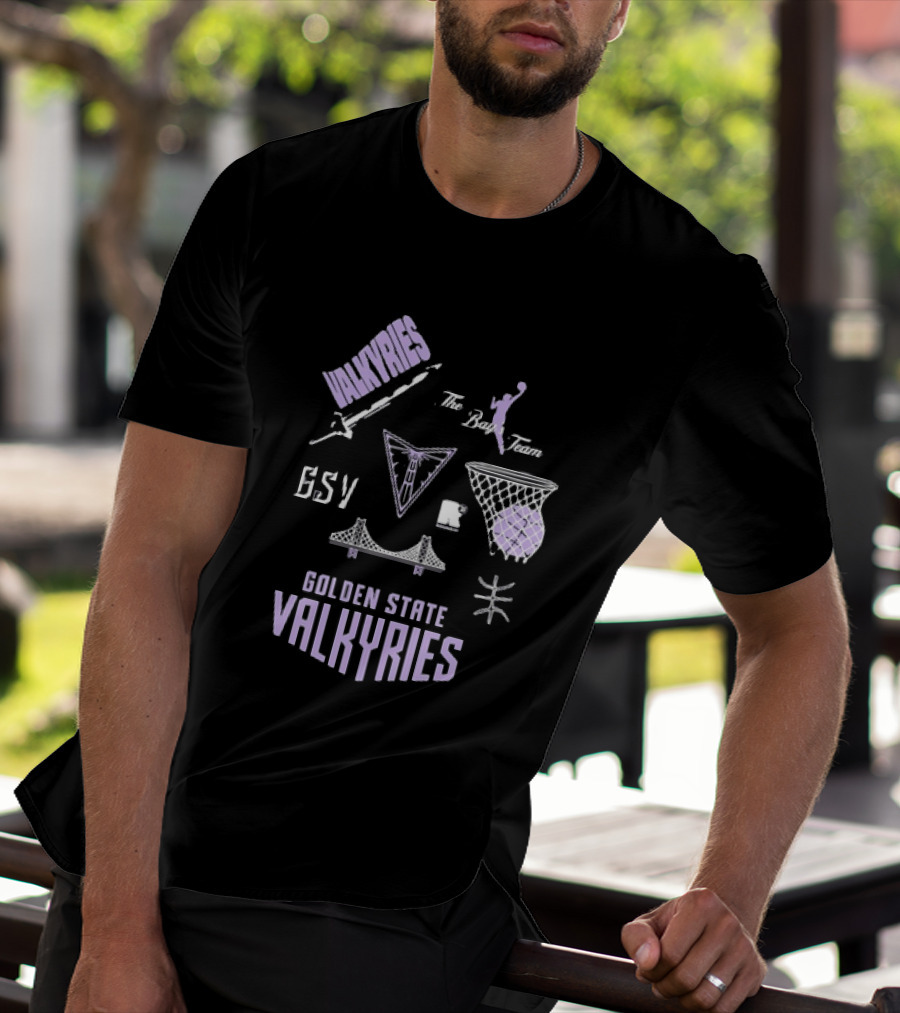 Golden State Valkyries The Bay's Team Basketball Collage GSV Bridge Sword T-Shirt
