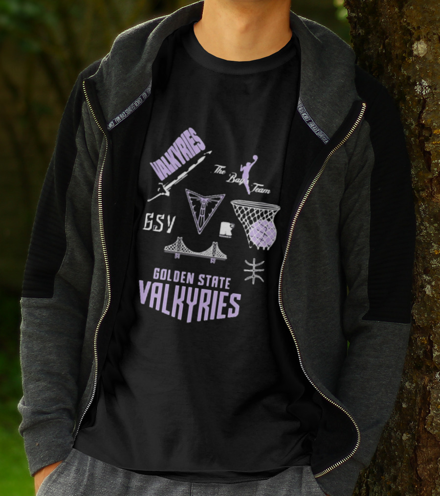 Golden State Valkyries The Bay's Team Basketball Collage GSV Bridge Sword T-Shirt