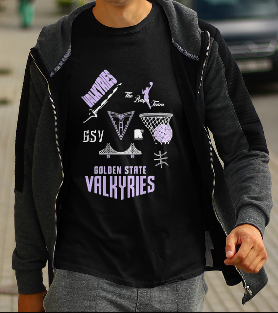 Golden State Valkyries The Bay's Team Basketball Collage GSV Bridge Sword T-Shirt