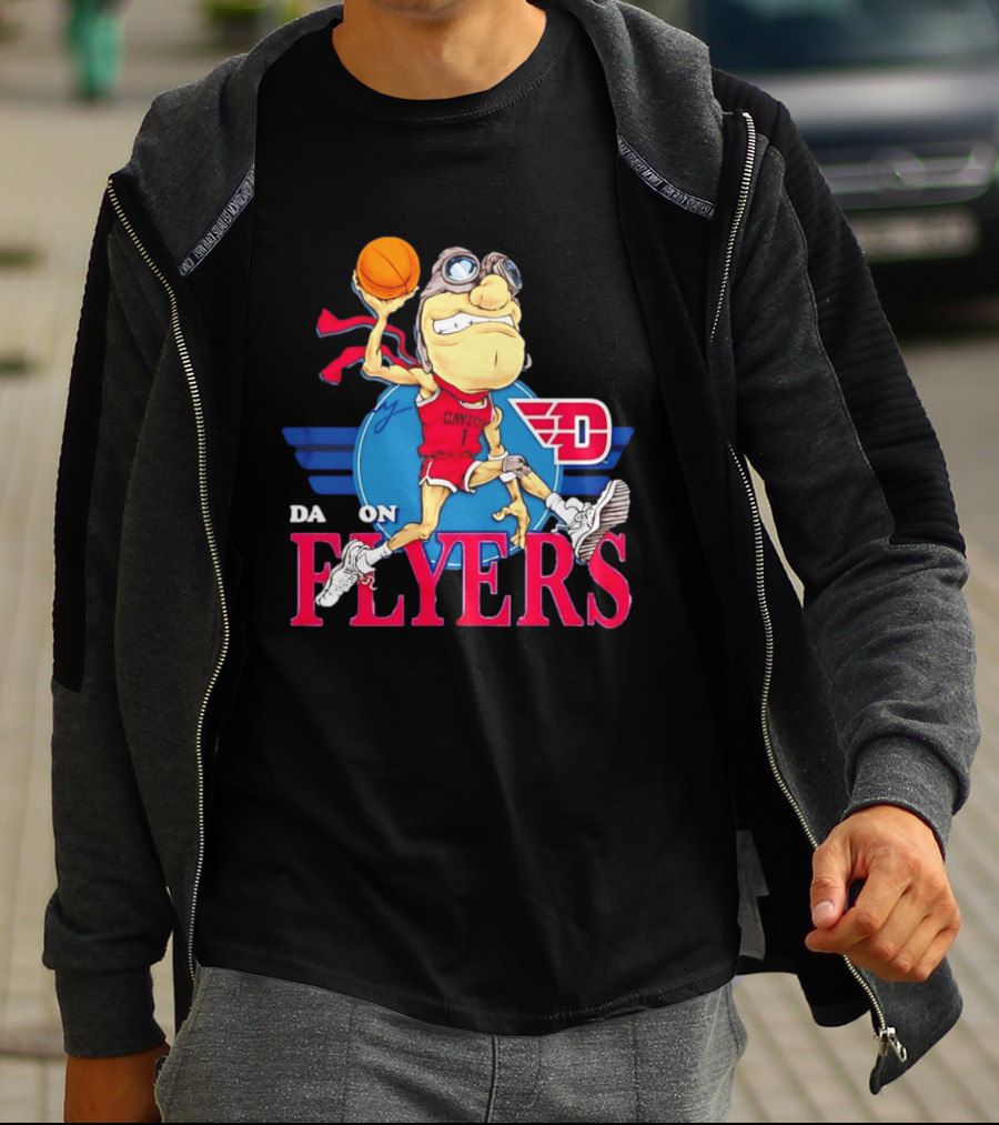 Dayton Flyers Rudy Dunking Basketball Cartoon T-Shirt