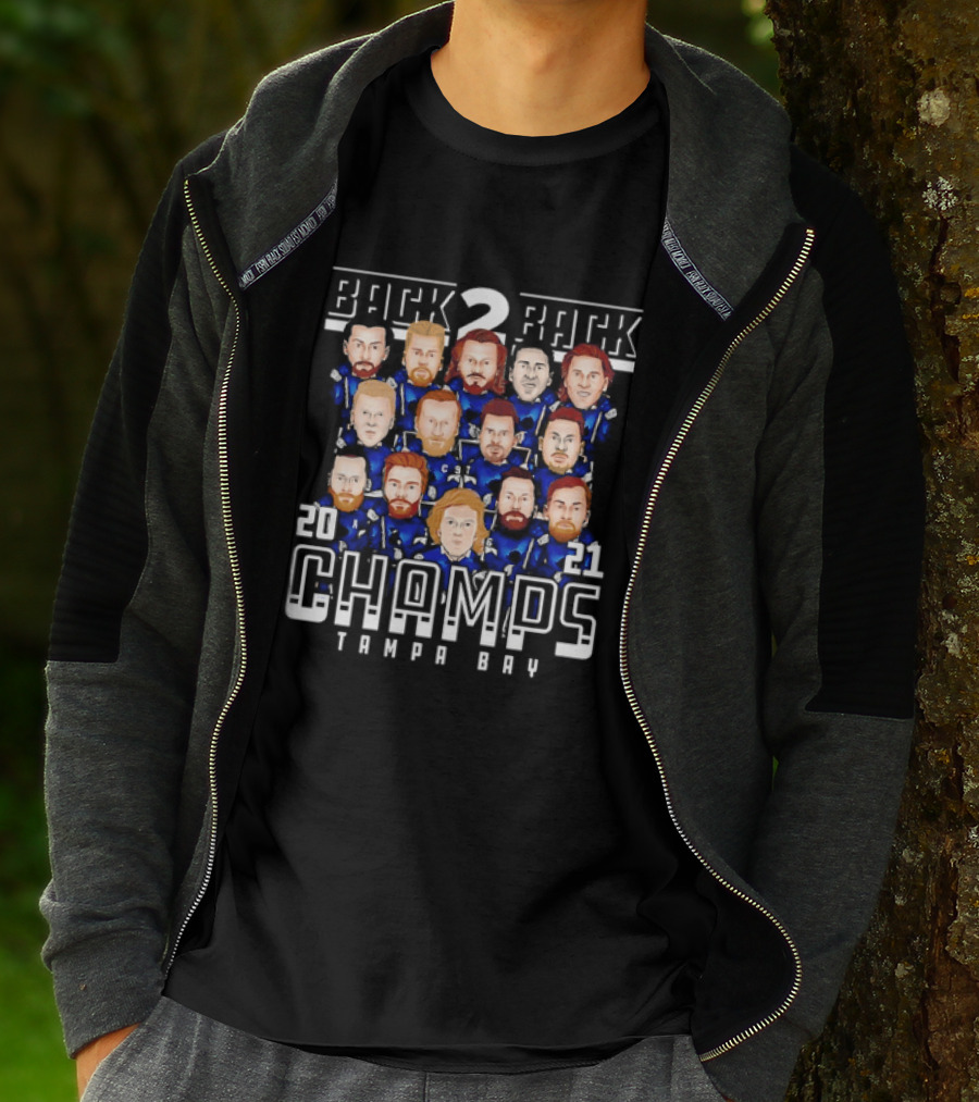 Tampa Bay Lightning Back 2 Back 2021 Champs Team T-Shirt