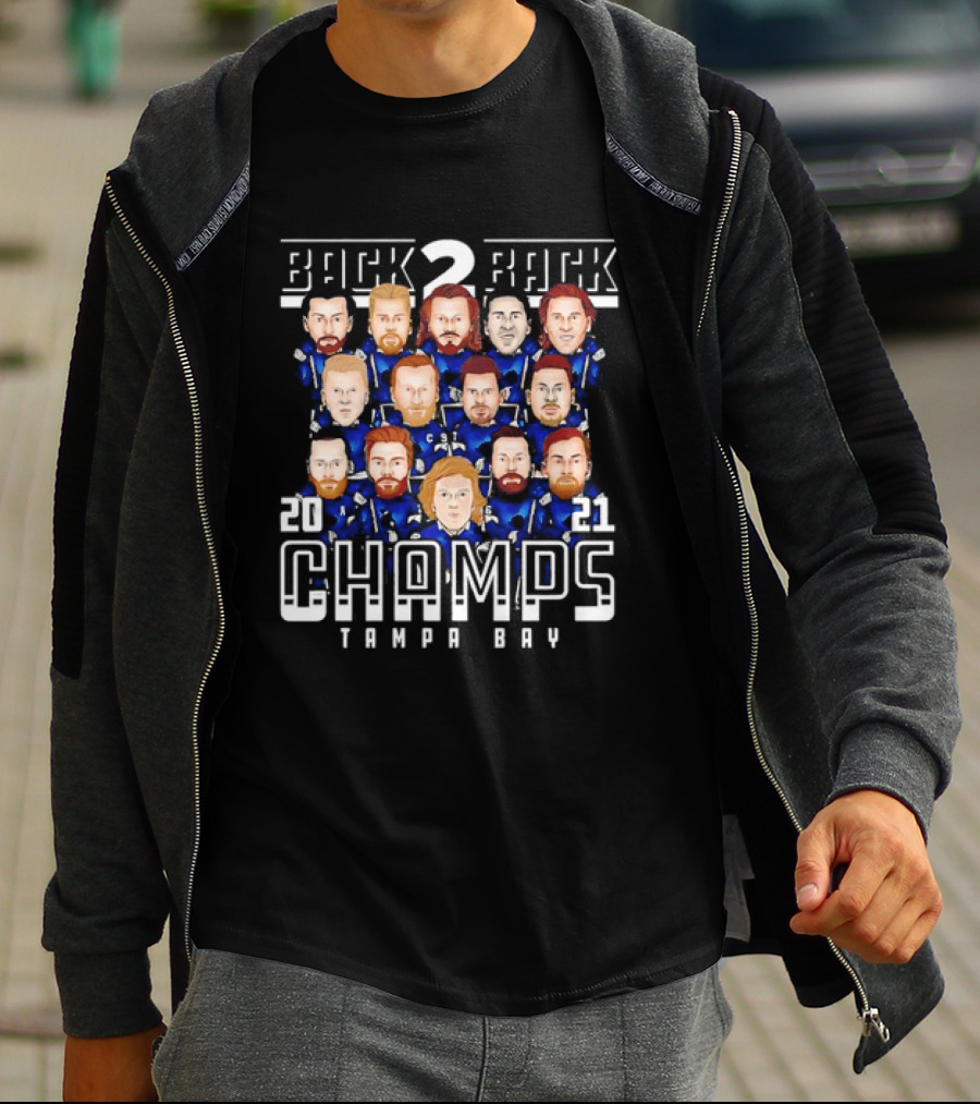 Tampa Bay Lightning Back 2 Back 2021 Champs Team T-Shirt