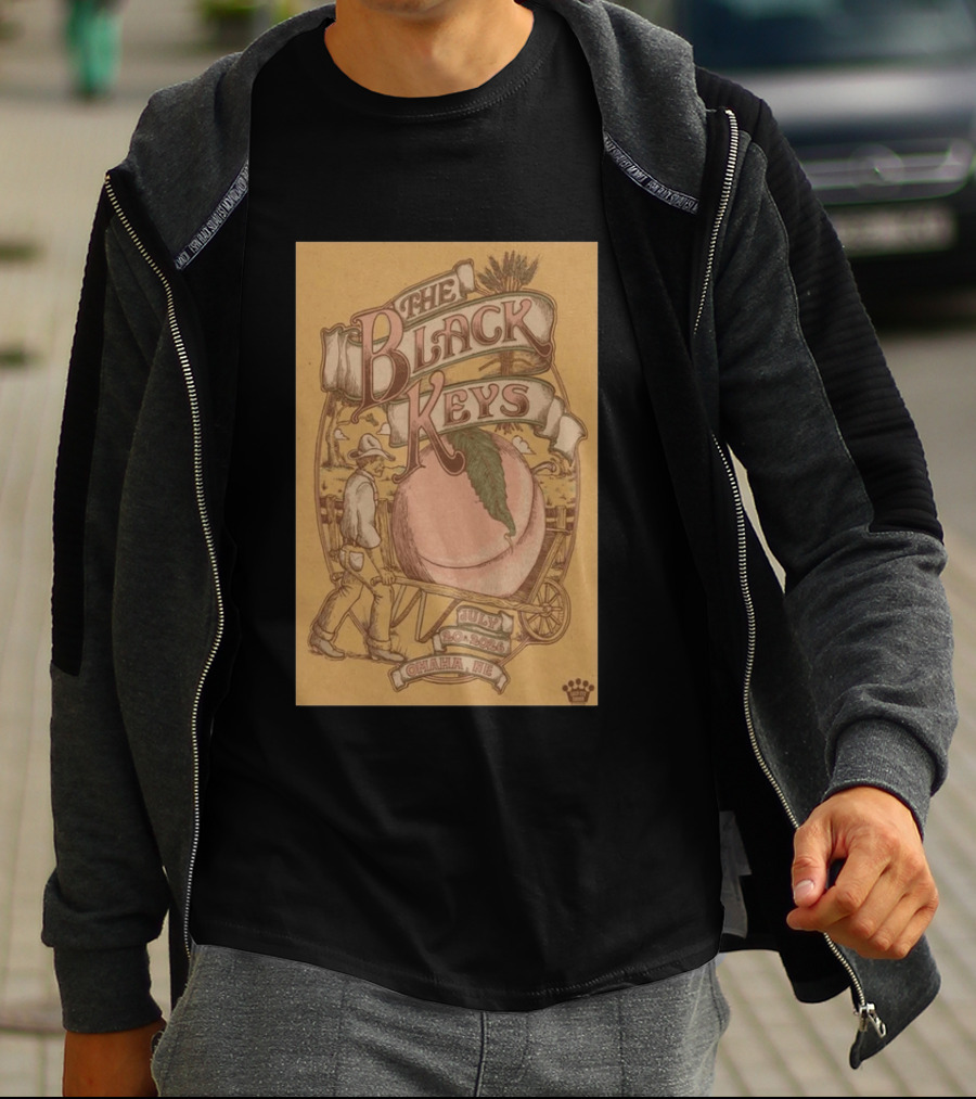 The Black Keys Omaha NE July 20 2026 Peach Cart Astro Amphitheater T-Shirt