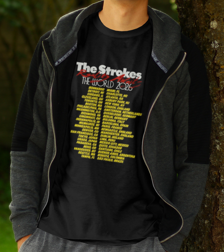 The Strokes Reality Awaits The World Tour 2024 Cities List T-Shirt