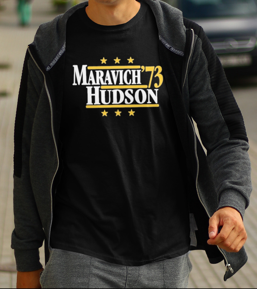 Maravich Hudson 1973 Atlanta Hawks Basketball Stars T-Shirt