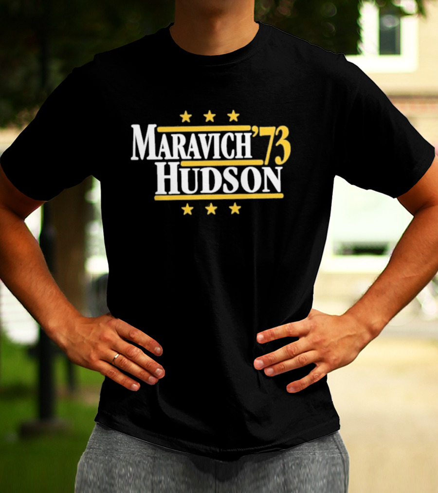 Maravich Hudson 1973 Atlanta Hawks Basketball Stars T-Shirt