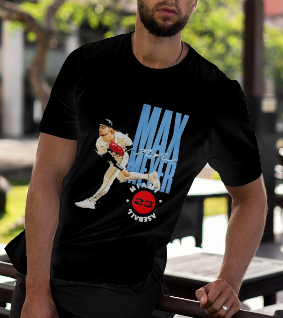 Max Meyer Miami Marlins Baseball 23 Stamp T-Shirt