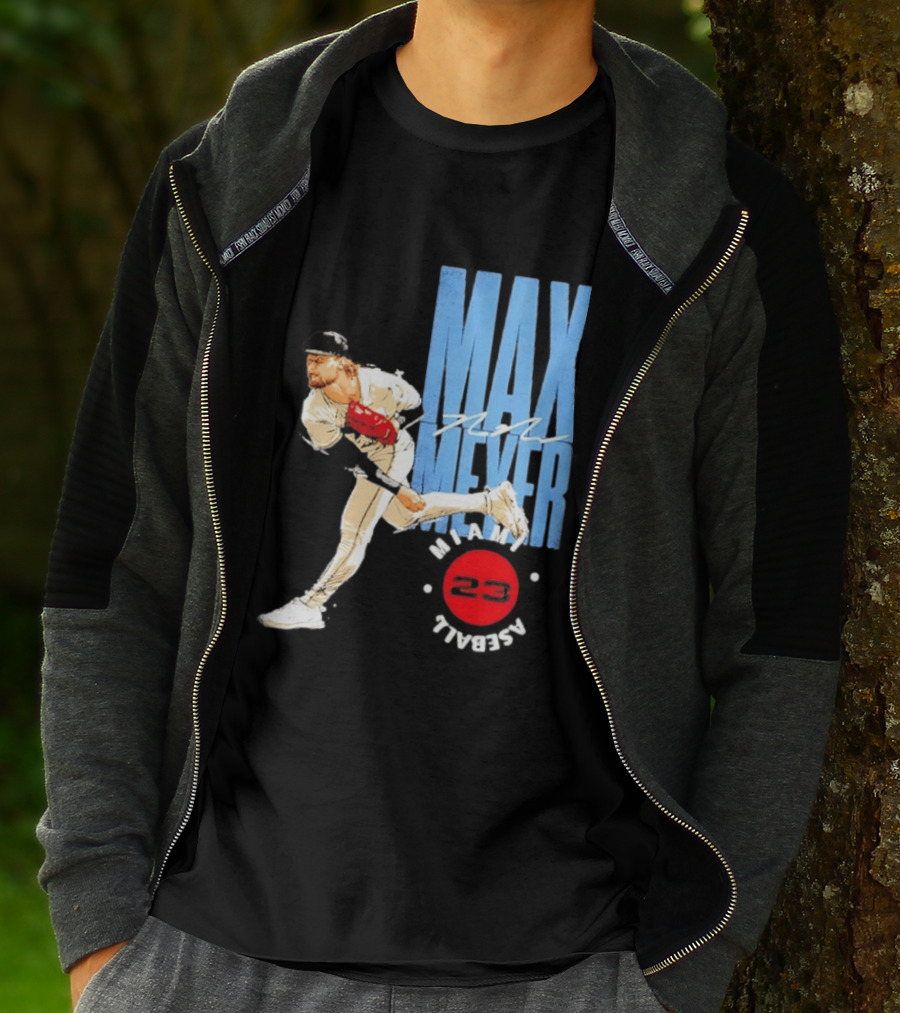 Max Meyer Miami Marlins Baseball 23 Stamp T-Shirt