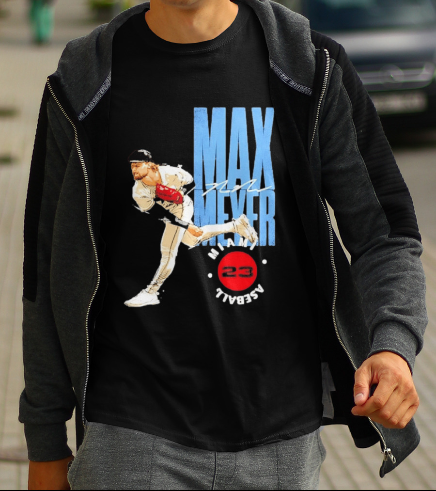 Max Meyer Miami Marlins Baseball 23 Stamp T-Shirt