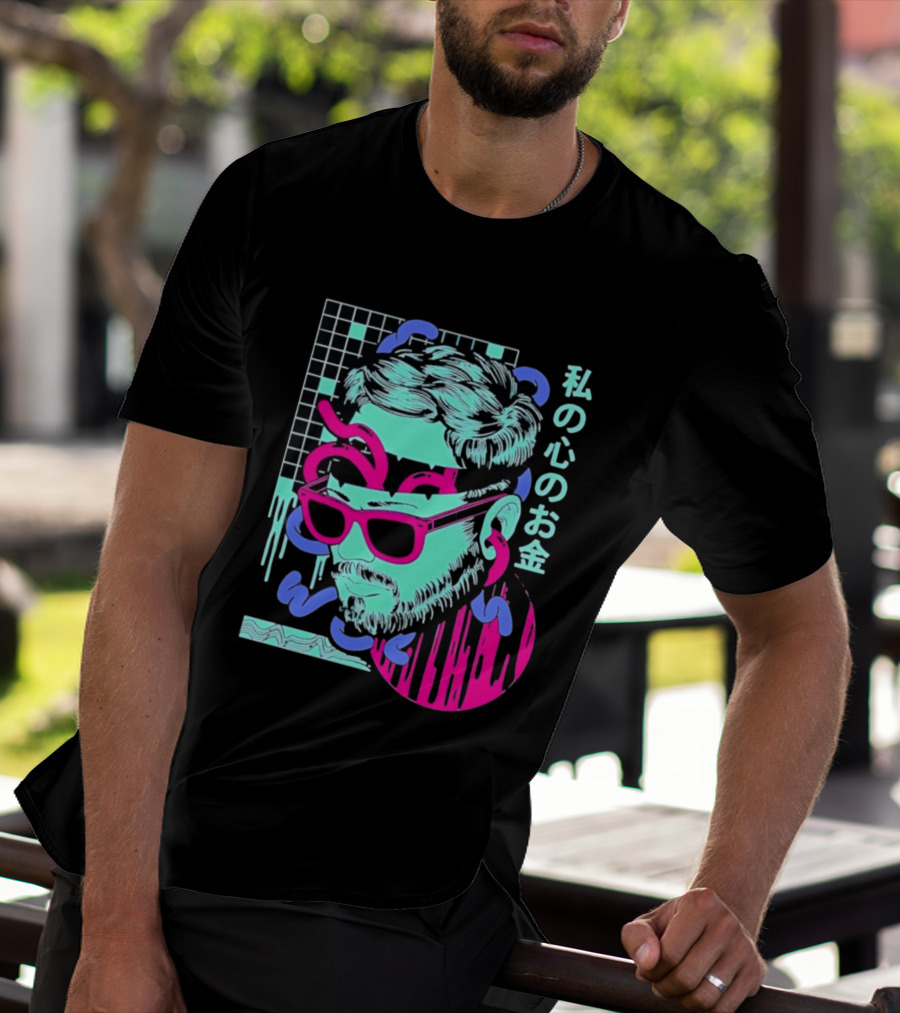 Vaporwave Aesthetic Japanese Cyberpunk Sunglasses Drip Grid T-Shirt