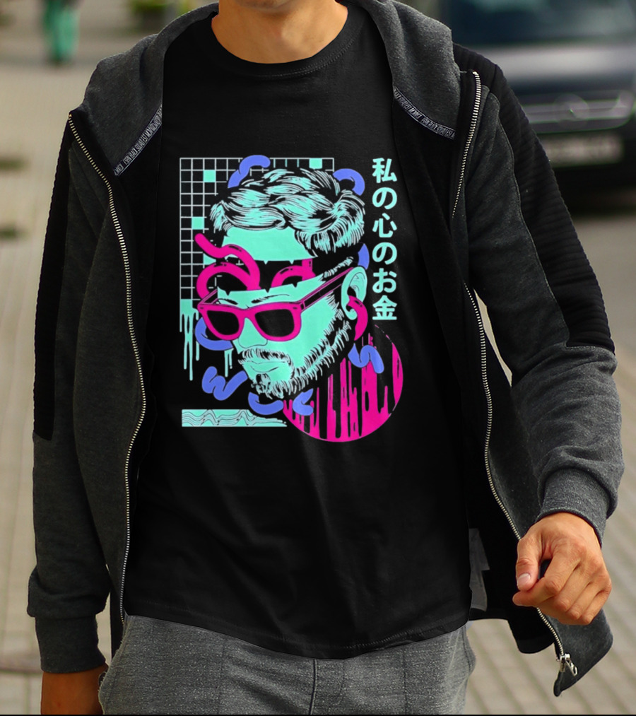 Vaporwave Aesthetic Japanese Cyberpunk Sunglasses Drip Grid T-Shirt