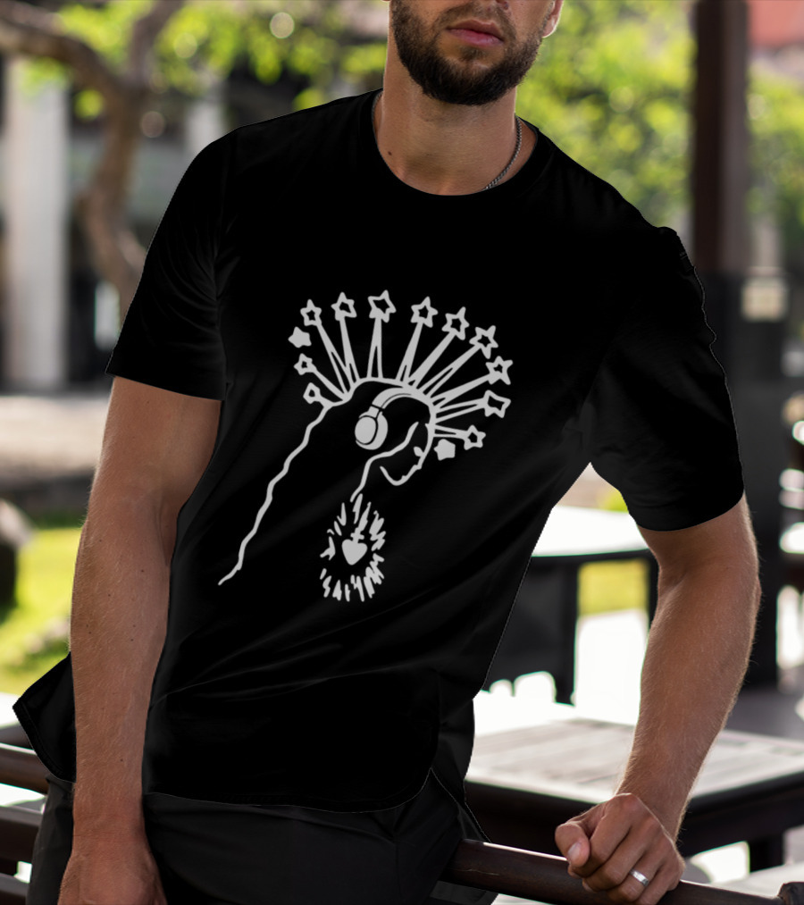 Virgin Mary Sacred Heart Headphones And Star Halo T-Shirt