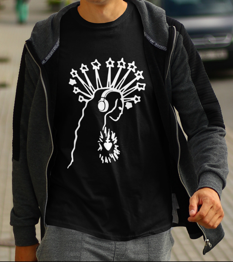 Virgin Mary Sacred Heart Headphones And Star Halo T-Shirt