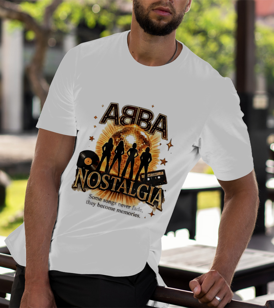 ABBA Nostalgia Some Songs Never Fade Memories Disco Vinyl Cassette T-Shirt