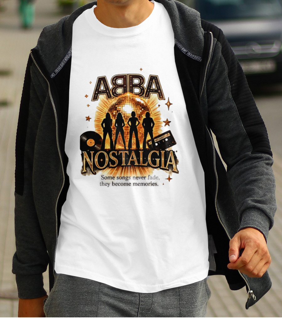 ABBA Nostalgia Some Songs Never Fade Memories Disco Vinyl Cassette T-Shirt