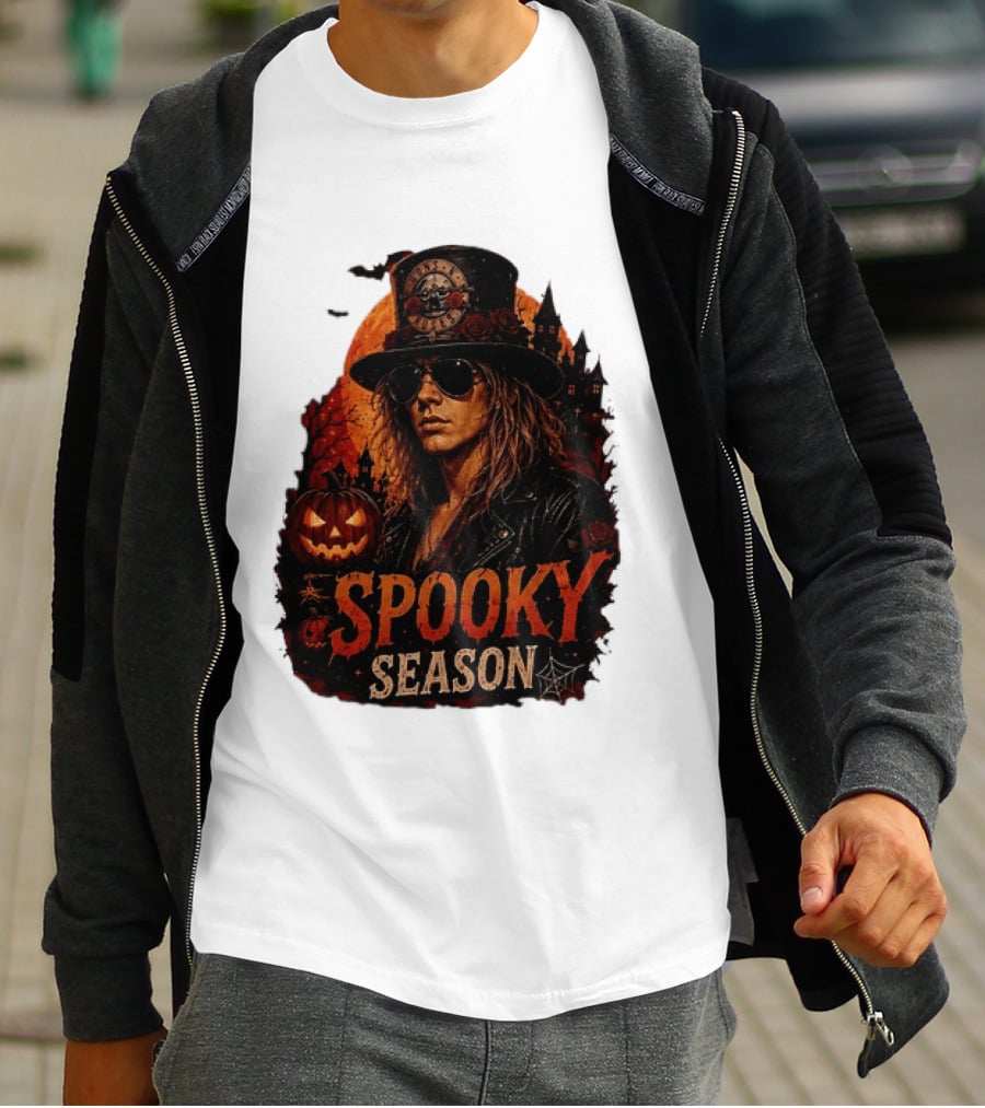 Spooky Season Buns N' Roses Halloween Pumpkin Slash T-Shirt