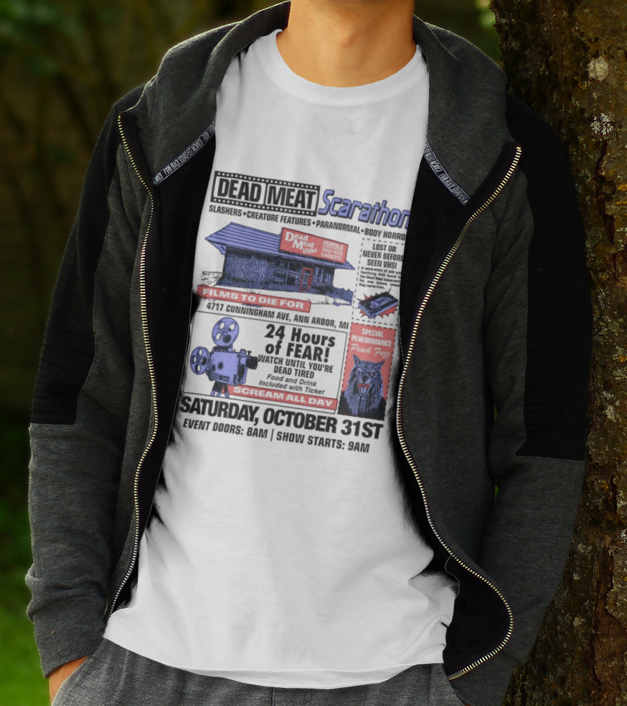 Dead Meat Scarathon 24 Hours Of Scary Movies October 31st Event T-Shirt