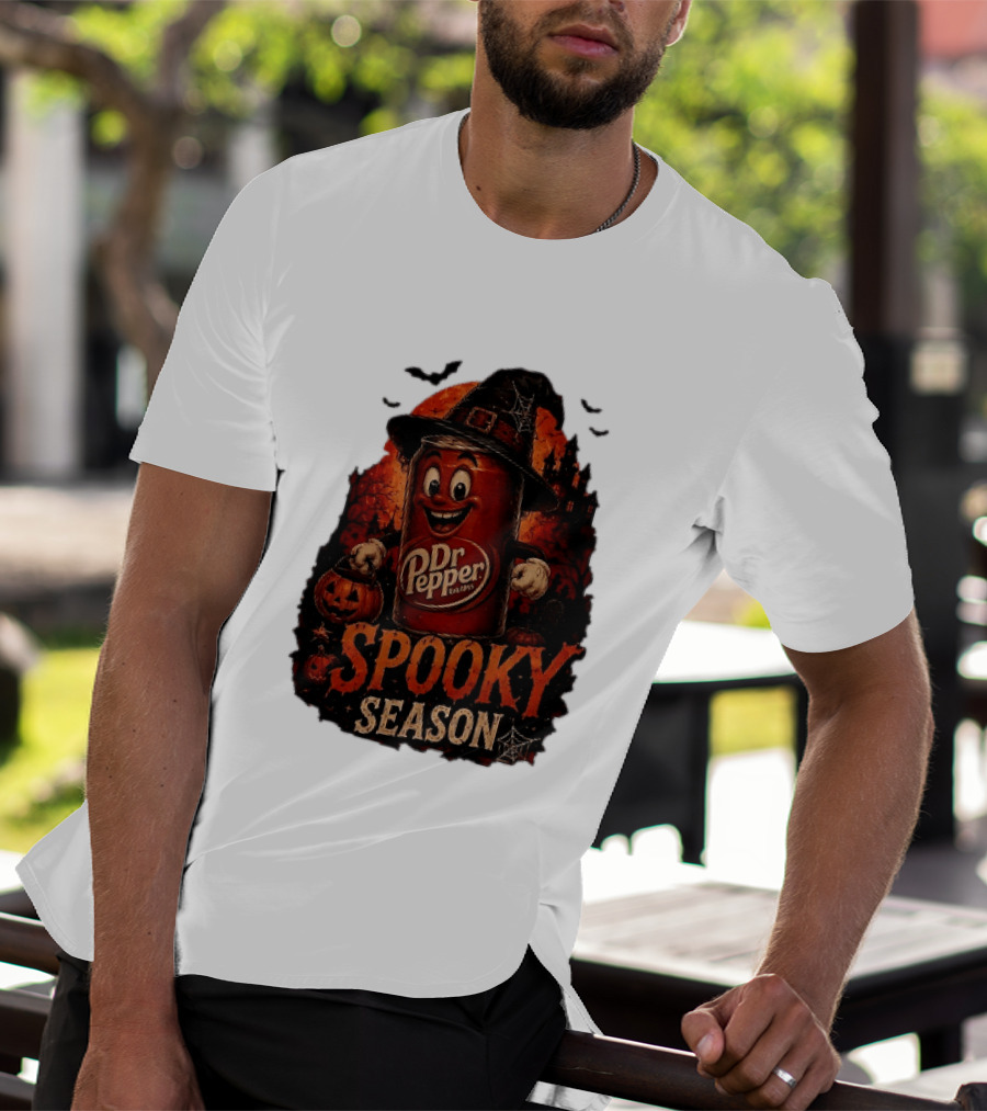 Dr Pepper Halloween Witch Can Spooky Season With Jack O' Lantern And Bats T-Shirt
