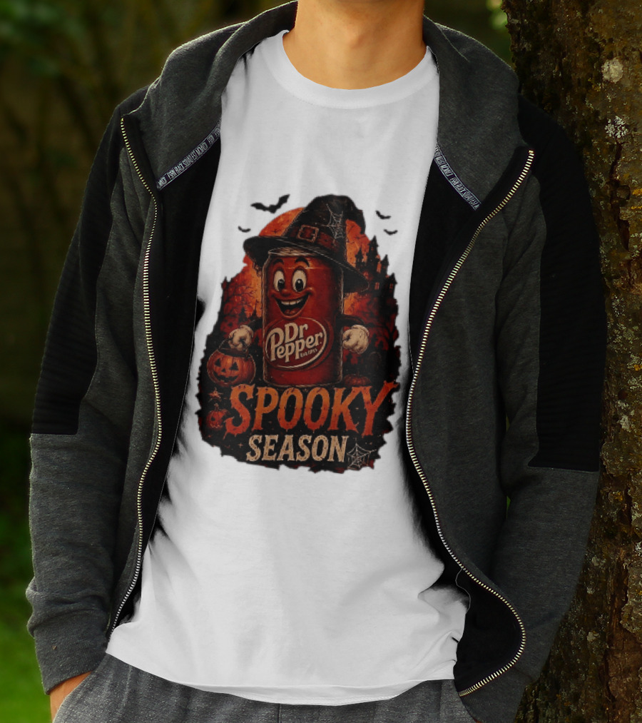 Dr Pepper Halloween Witch Can Spooky Season With Jack O' Lantern And Bats T-Shirt