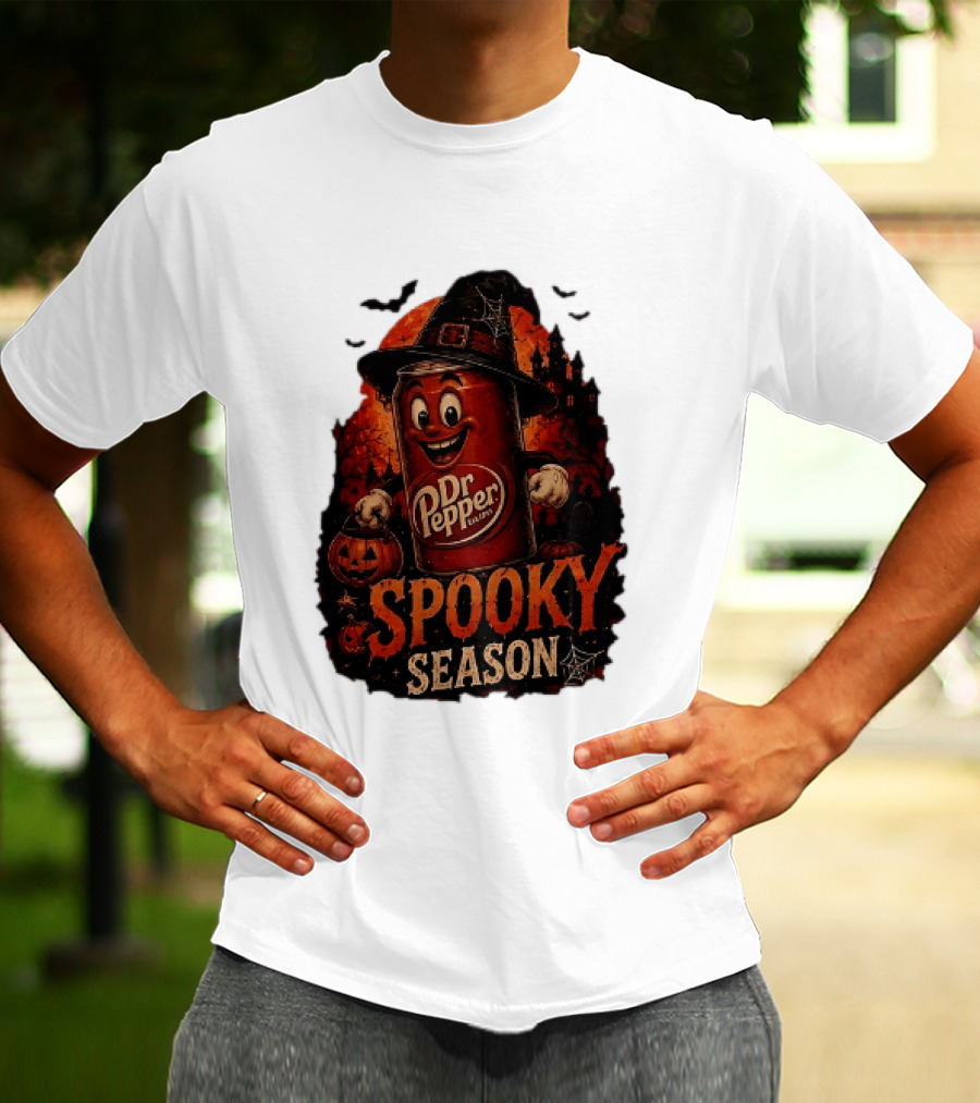 Dr Pepper Halloween Witch Can Spooky Season With Jack O' Lantern And Bats T-Shirt