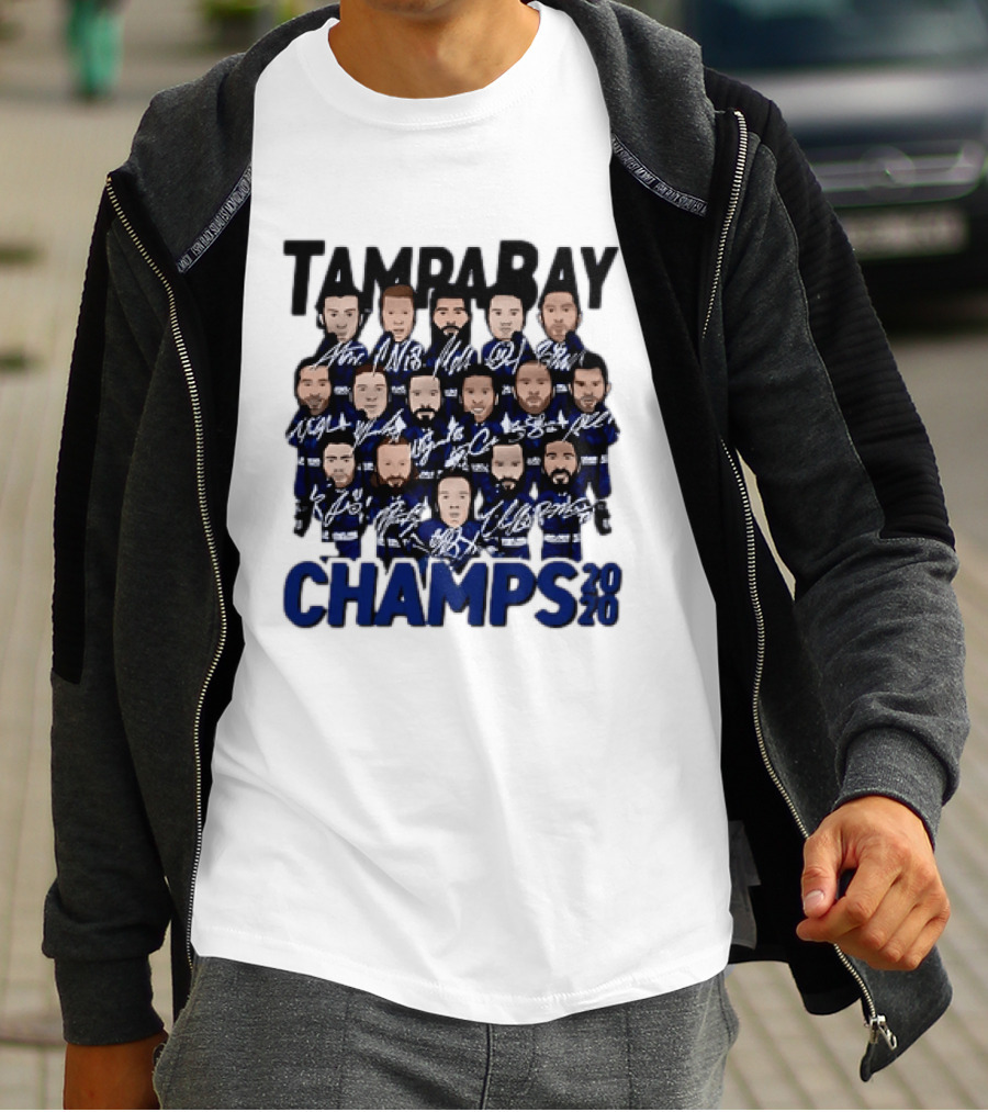 Tampa Bay Champs 2020 Hockey Team Players Signatures T-Shirt