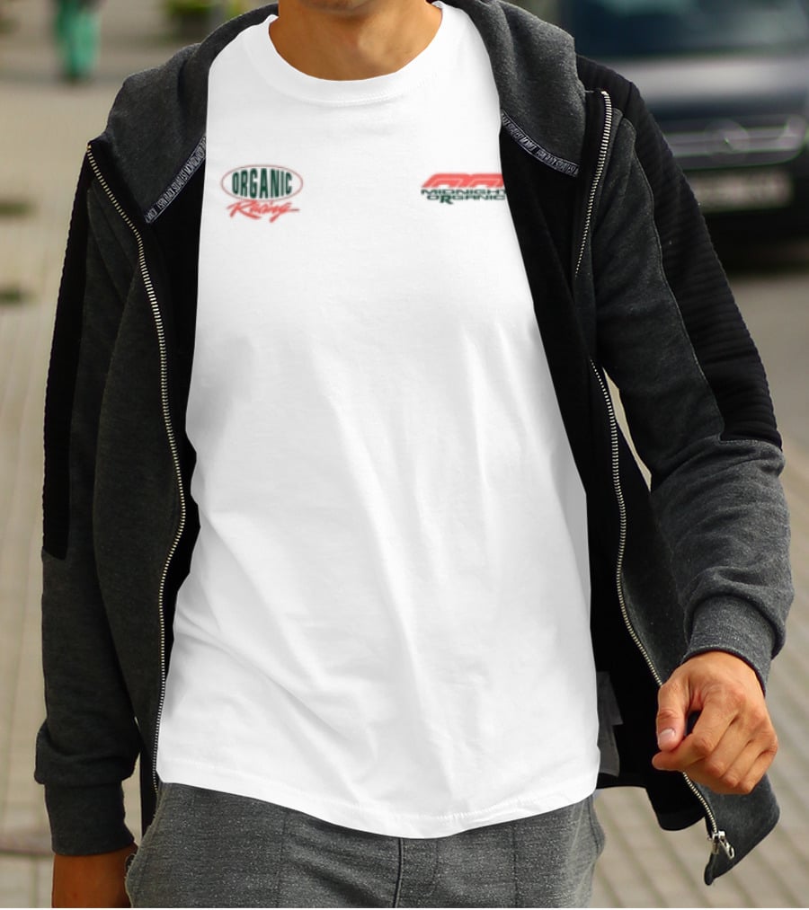 Midnight Racing Organic Store White Retro Car Racing T-Shirt