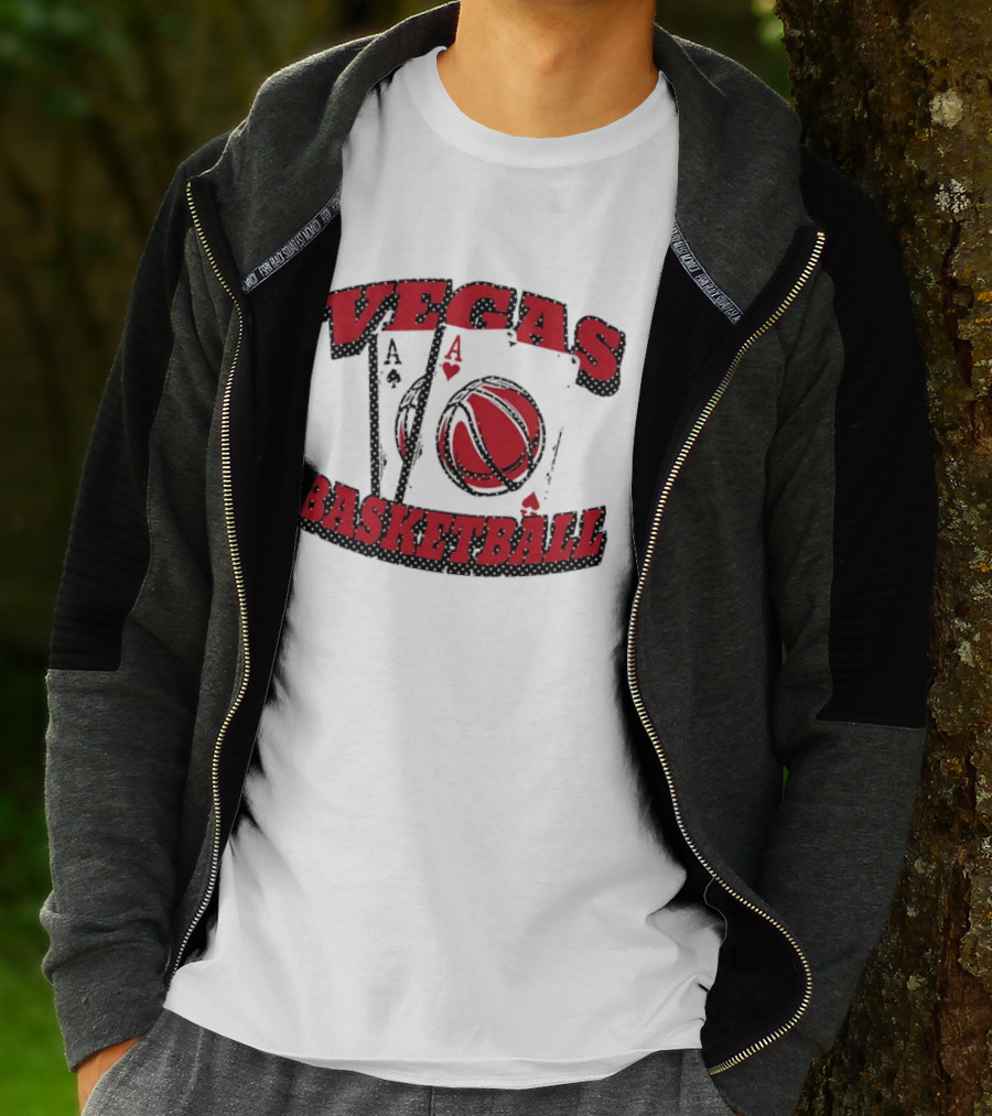 Vegas Basketball Poker Aces Playing Cards Red T-Shirt