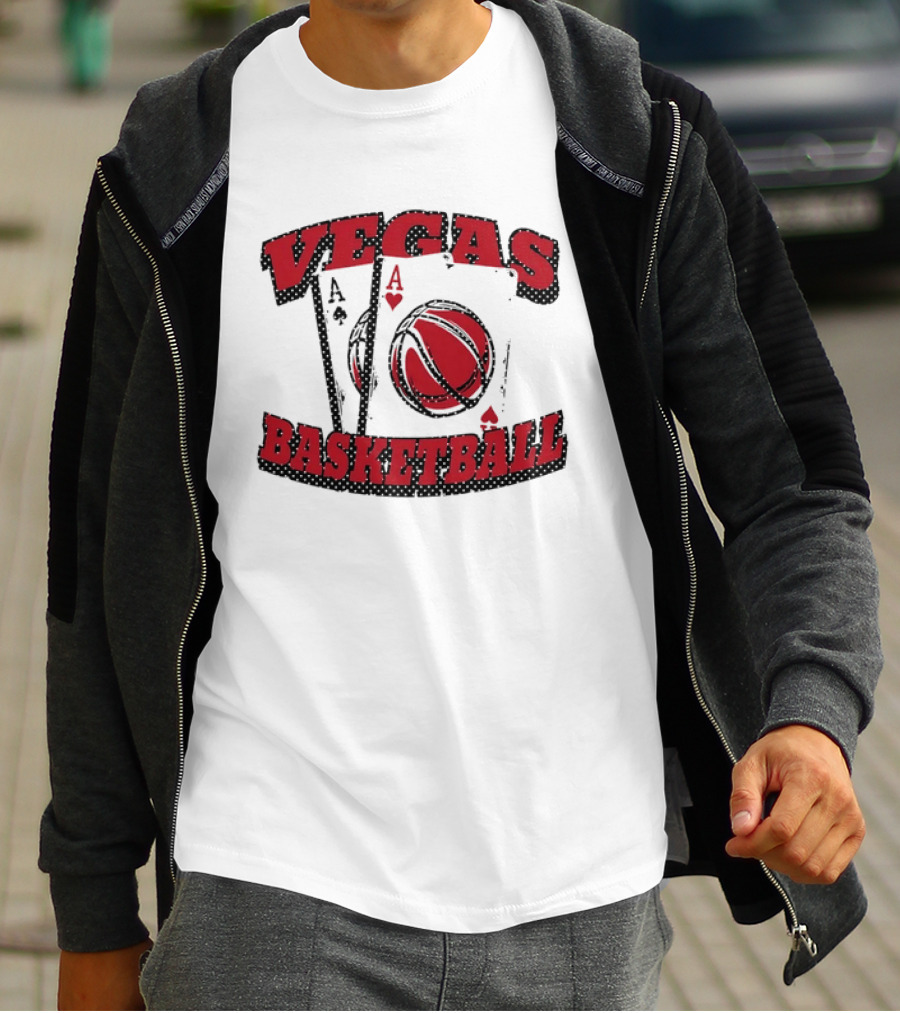 Vegas Basketball Poker Aces Playing Cards Red T-Shirt